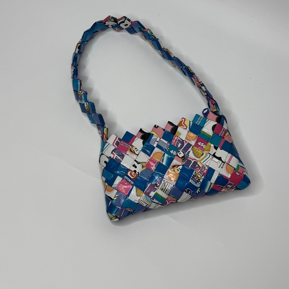 Colorful Gum Candy Wrapper Purse Blue Baby Disney Faces Handmade